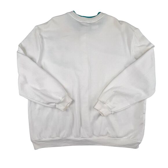 Vtg Blair Cardigan 2XL White Jade Floral Embroidered Knit Grandmacore Cozy Chic - Picture 7 of 9